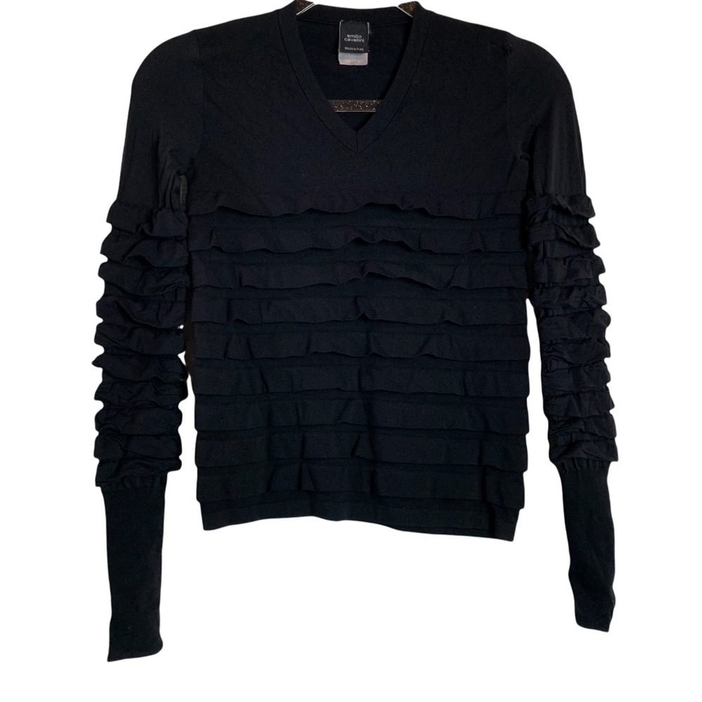 Emilio Cavallini Fitted Long Sleeve Top Tiered Ruffle